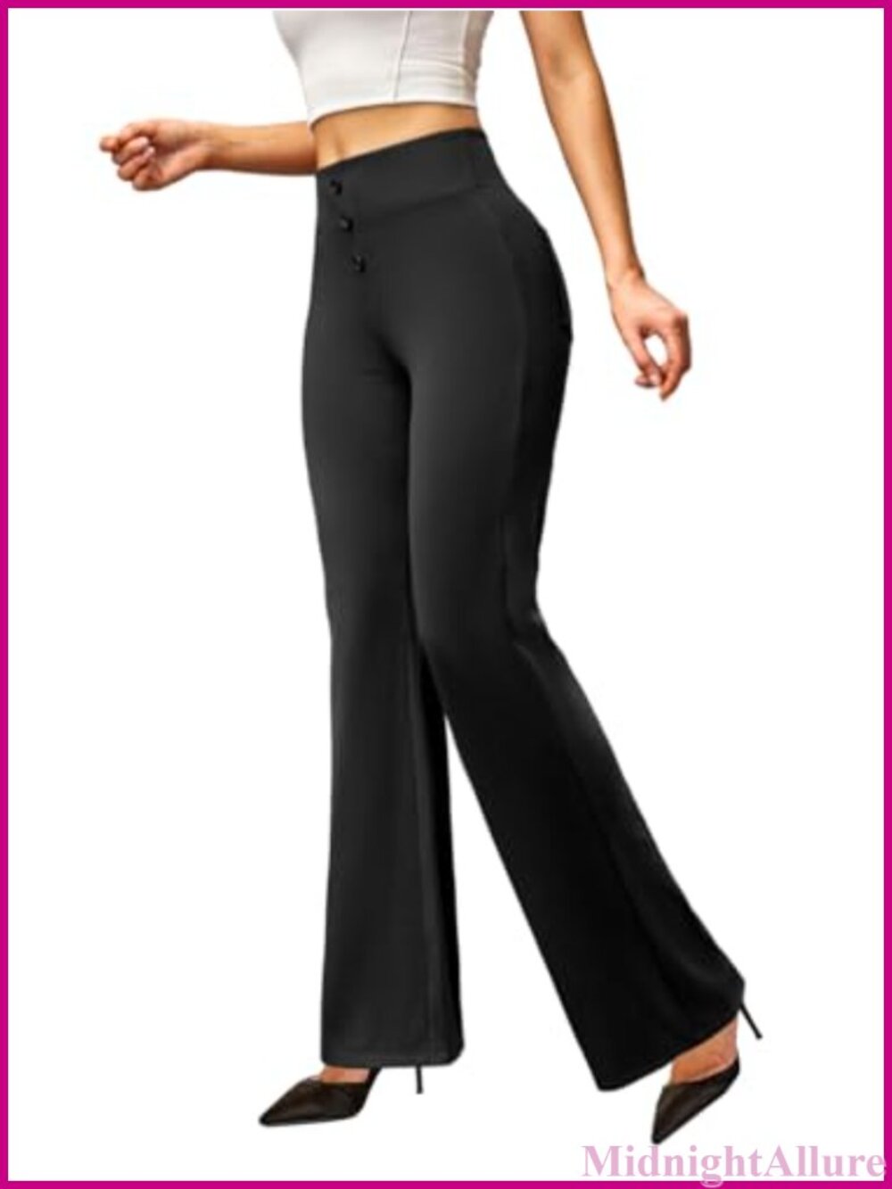 Womens Stretchy Bootcut Dress Pants Back Pockets Pull On Work Slacks